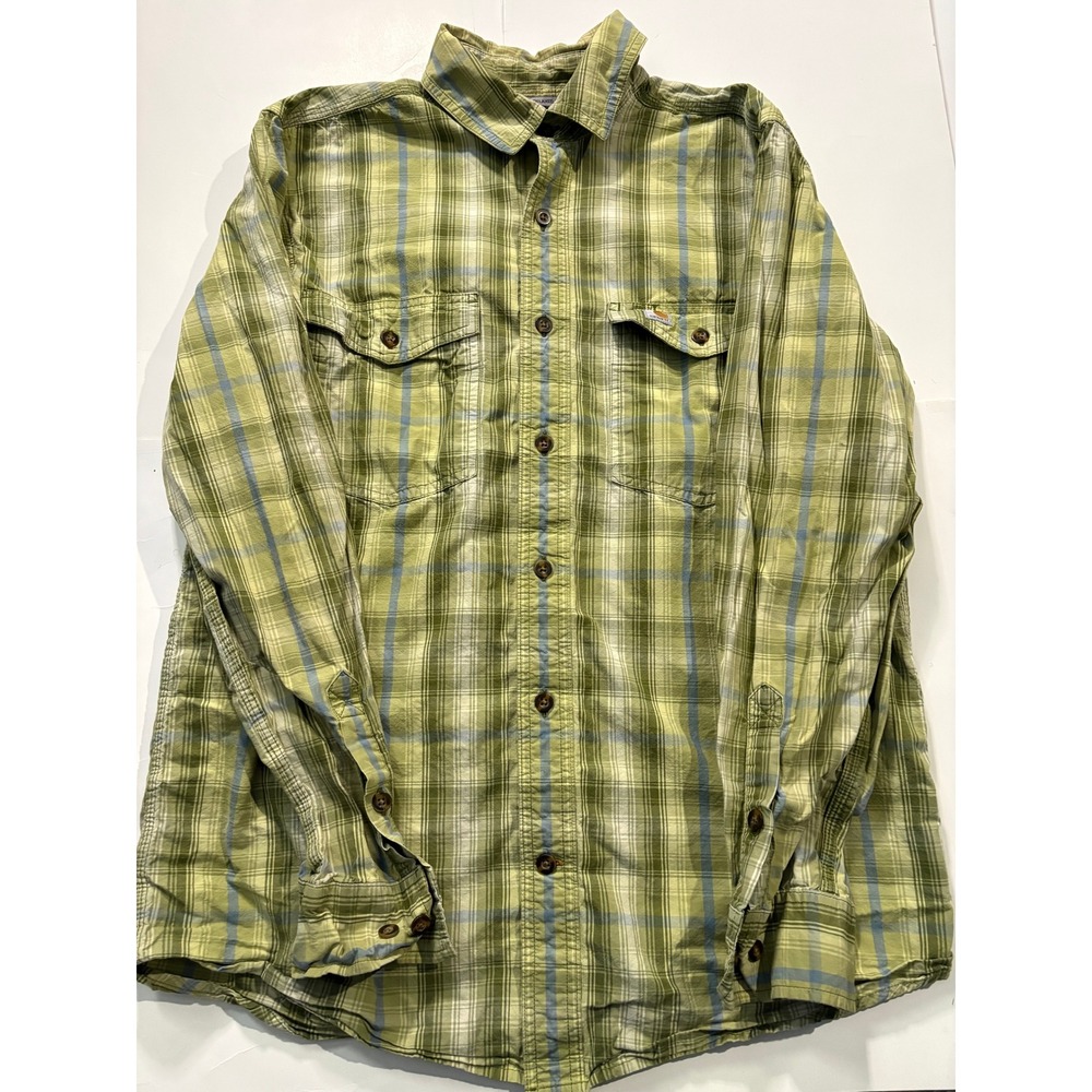 Carhartt Plaid Button Down‎ Shirt Mens M Relaxed Fit Green Outdoor